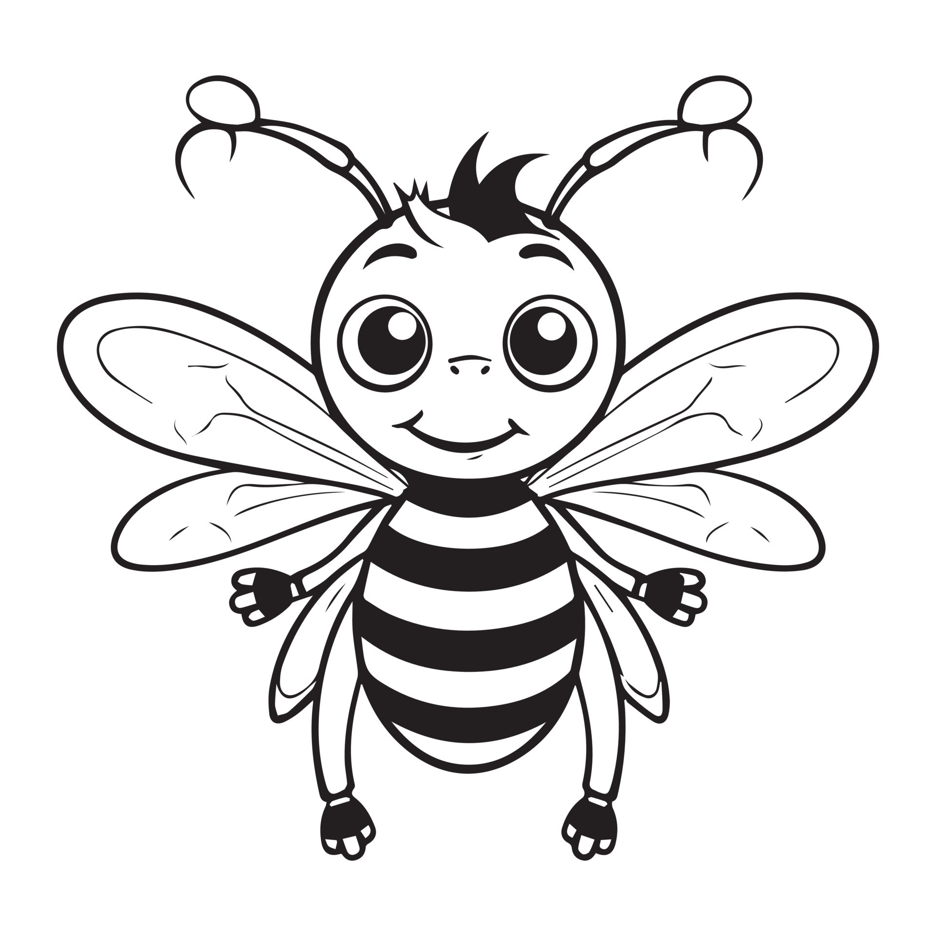Black and white drawing of a bee 24257217 Vector Art at Vecteezy