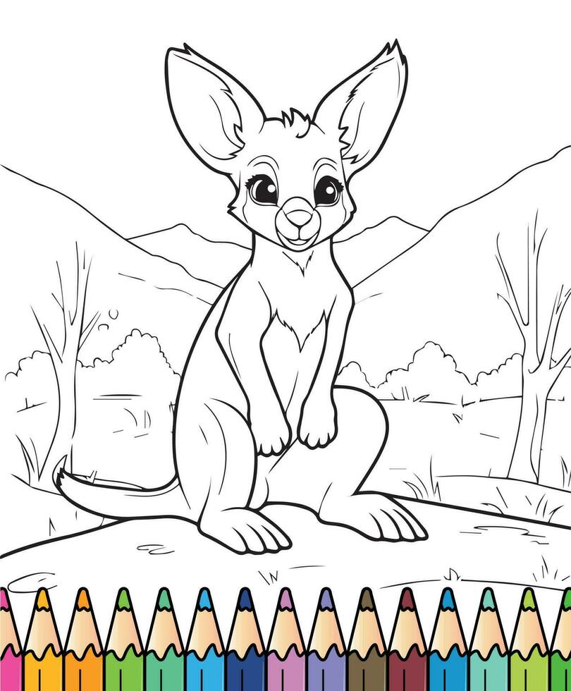 coloring book kangaroo vector