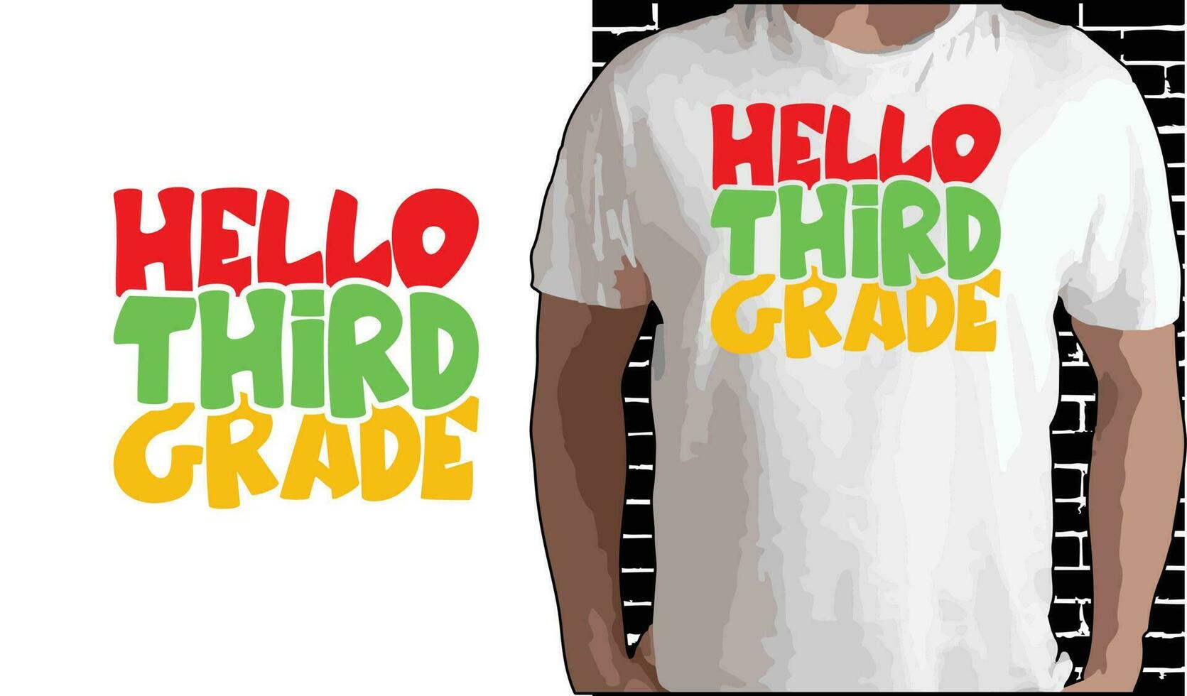 Hello 3rd Grade T shirt Design, Quotes about Back To School, Back To School shirt, Back To School typography T shirt design vector