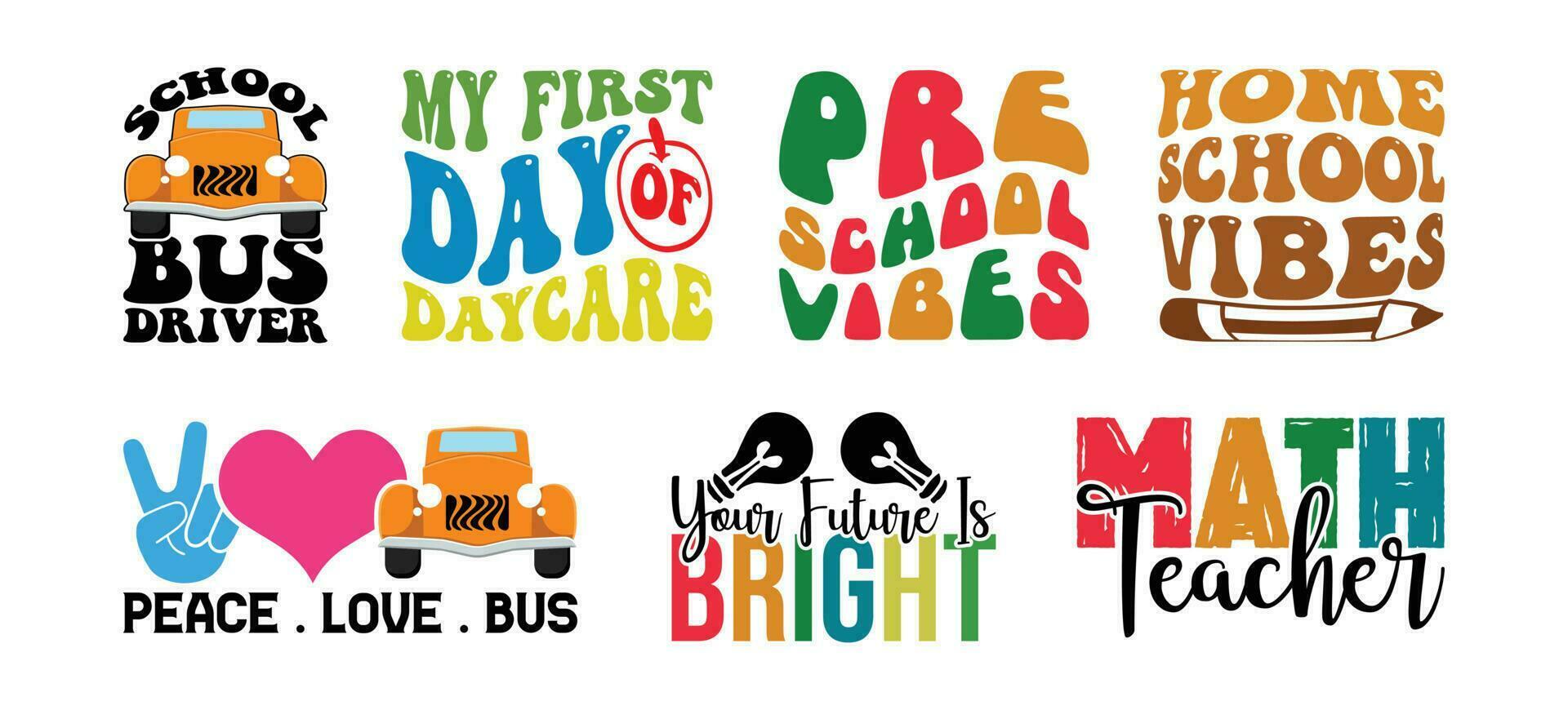 Back To School T shirt Design Bundle, Quotes about Back To School, Back To School T shirt, Back To School typography T shirt design Collection vector