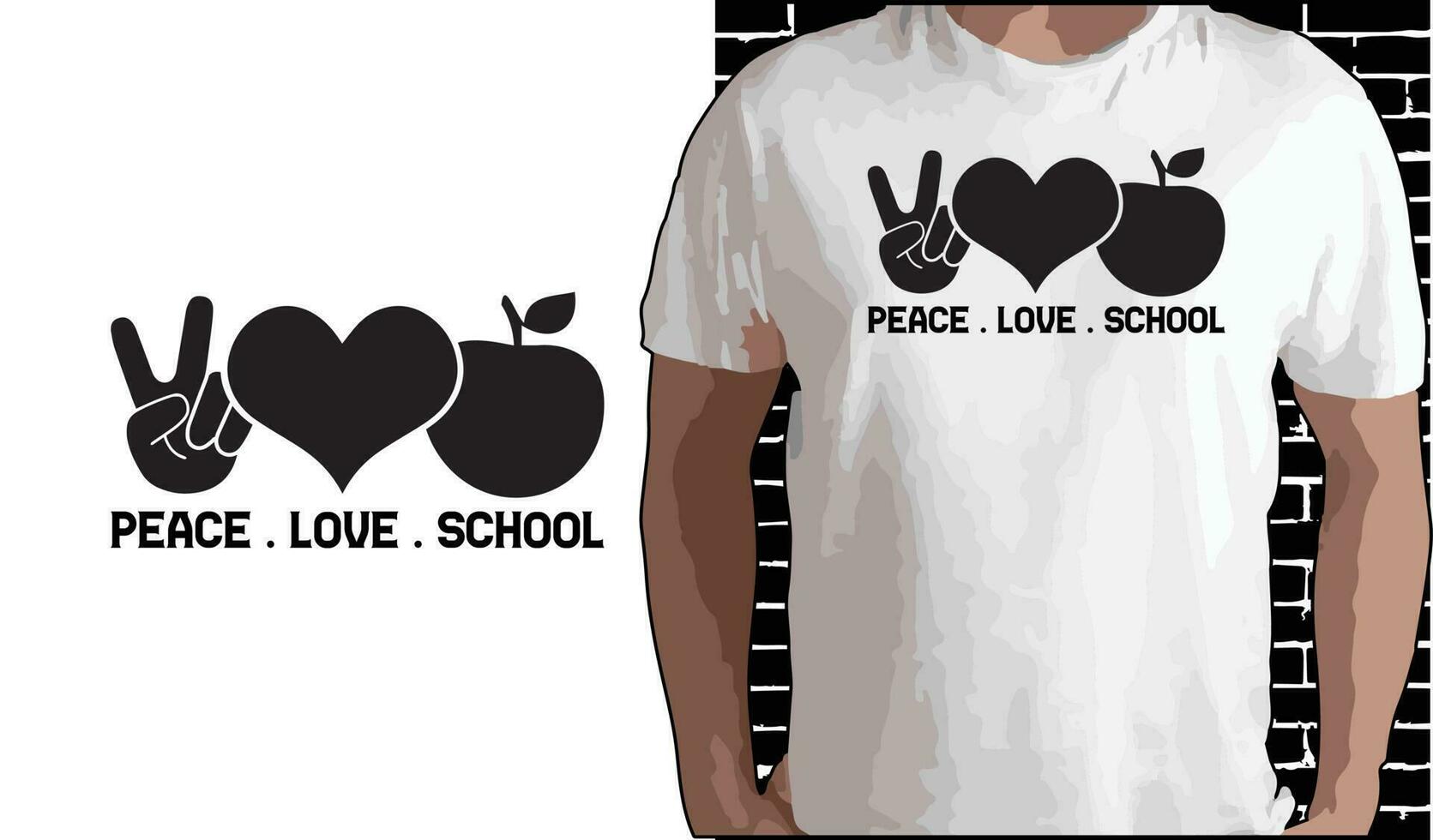 Peace Love School  T shirt Design, Quotes about Back To School, Back To School shirt, Back To School typography T shirt design vector