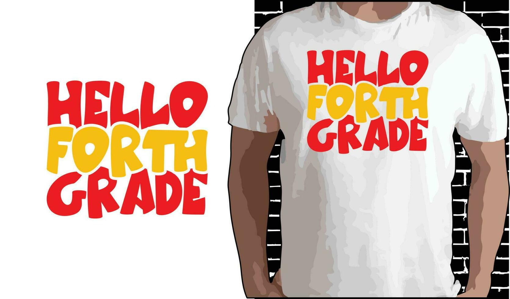 Hello 4th Grade T shirt Design, Quotes about Back To School, Back To School shirt, Back To School typography T shirt design vector
