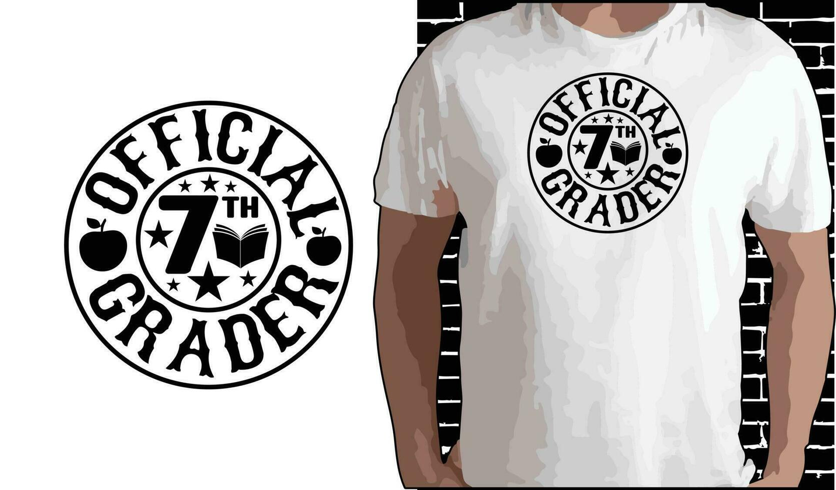 Official 7th Grader T shirt Design, Quotes about Back To School, Back To School shirt, Back To School typography T shirt design vector