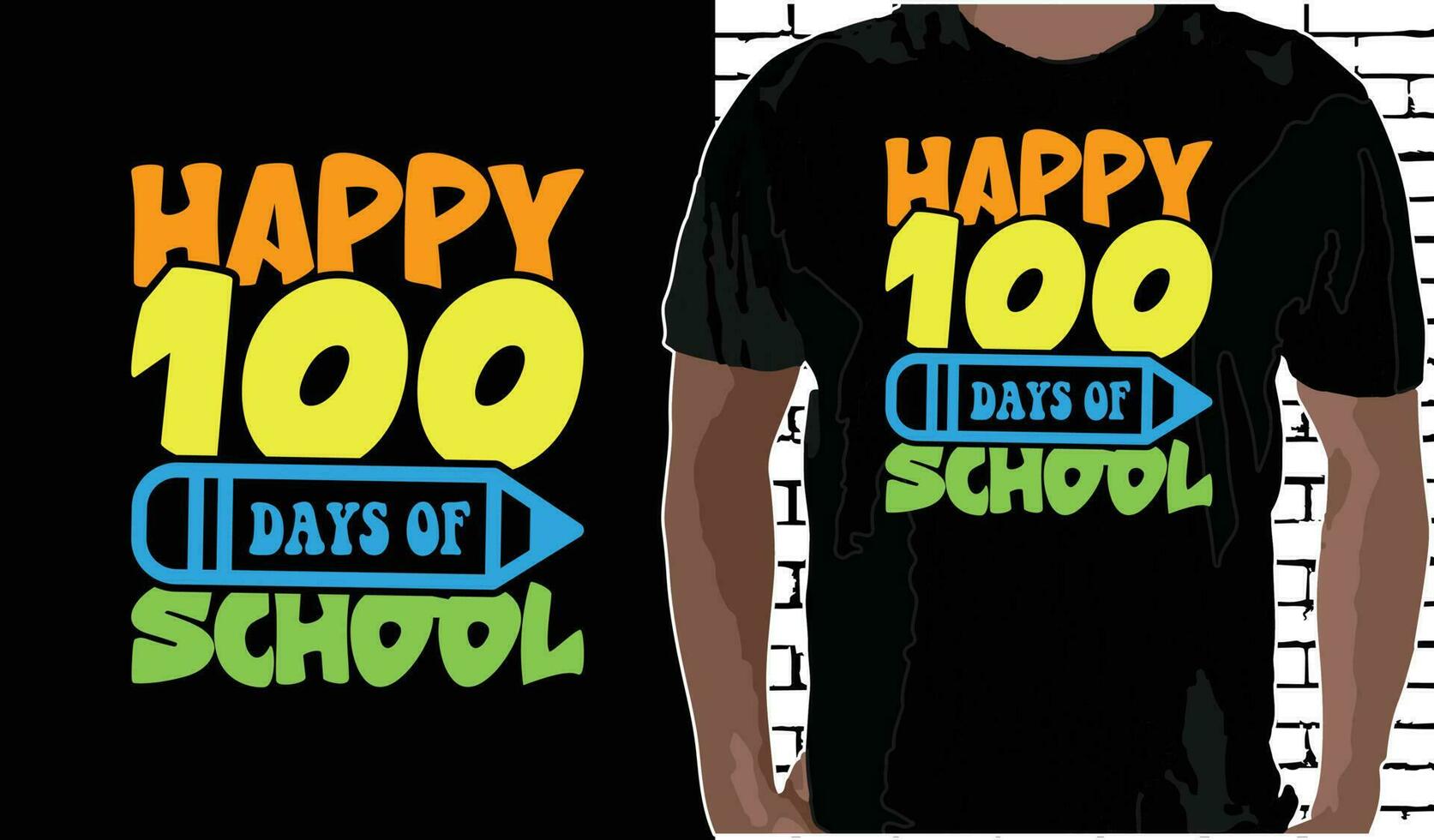 Happy 100 days of school T shirt Design, Quotes about Back To School, Back To School shirt, Back To School typography T shirt design vector