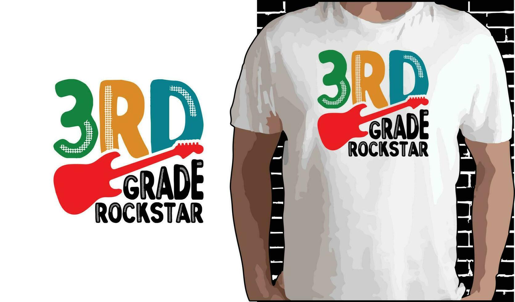 3ro grado estrella de rock t camisa diseño, citas acerca de espalda a escuela, espalda a colegio camisa, espalda a colegio tipografía t camisa diseño vector