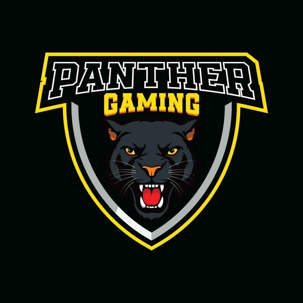 Panther gaming esports and mascot logo template, editable text, sports logo, strength, vector illustration