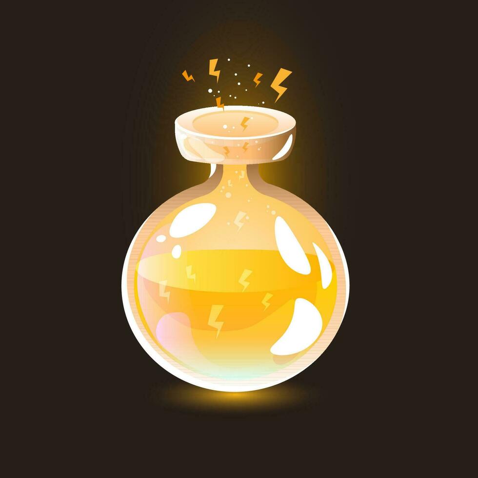 lmagical energy potion with lightning gold vector
