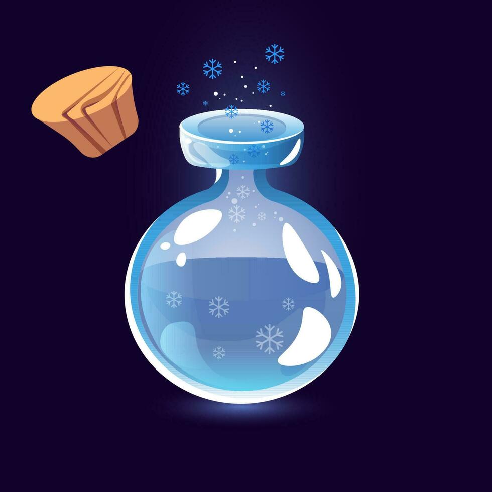 frost potion with snowflakes cold mix corked vector