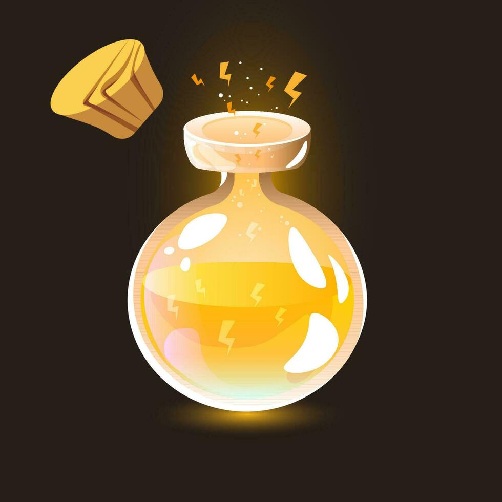 lmagical energy potion with lightning gold corked vector