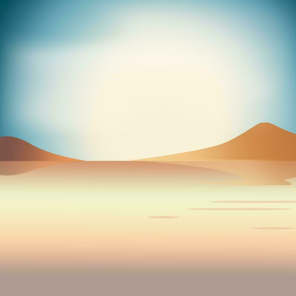 vector of the Sugar Loaf Desert in the reflection of a lake of water