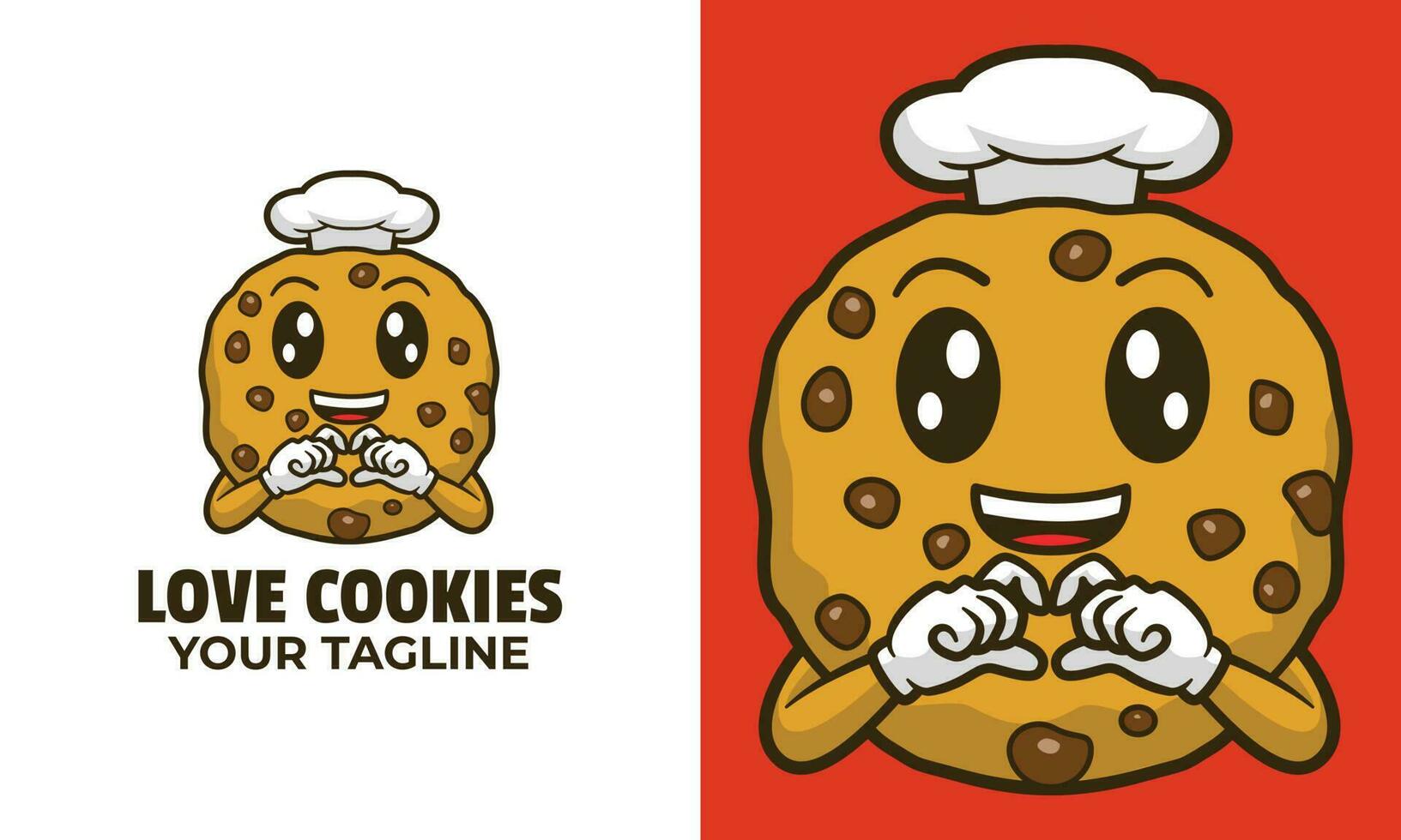 cookies cartoon character with hand love sign vector