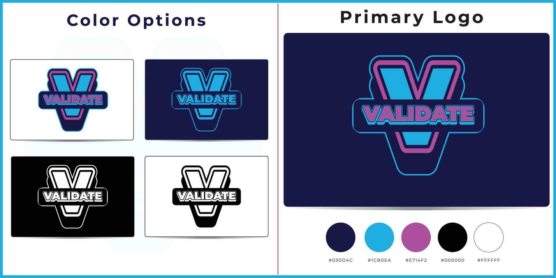 Neon Letter V Logo, Rectangle shape, Letter V logo Font Style design Template, font Montserrat vector