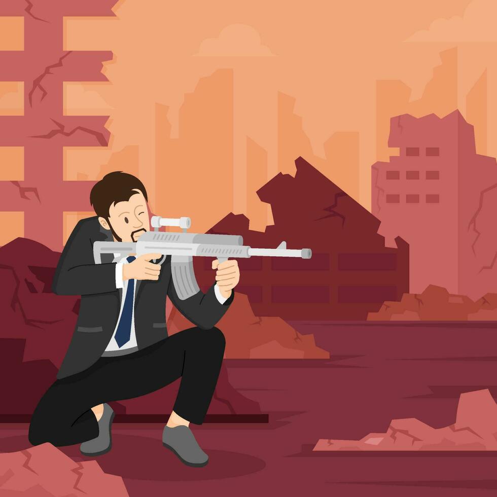 A Mafia Man with Gun Concept vector