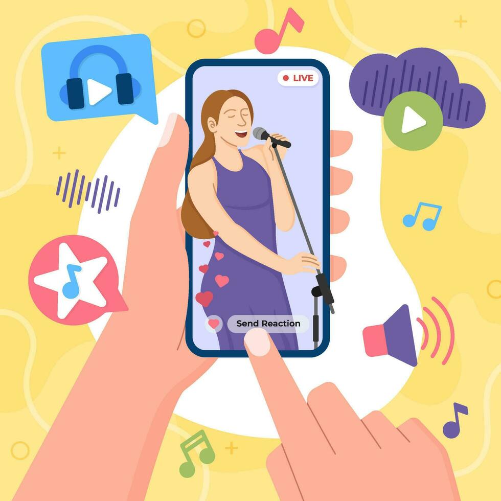 Watching Live Music Streaming Concept vector