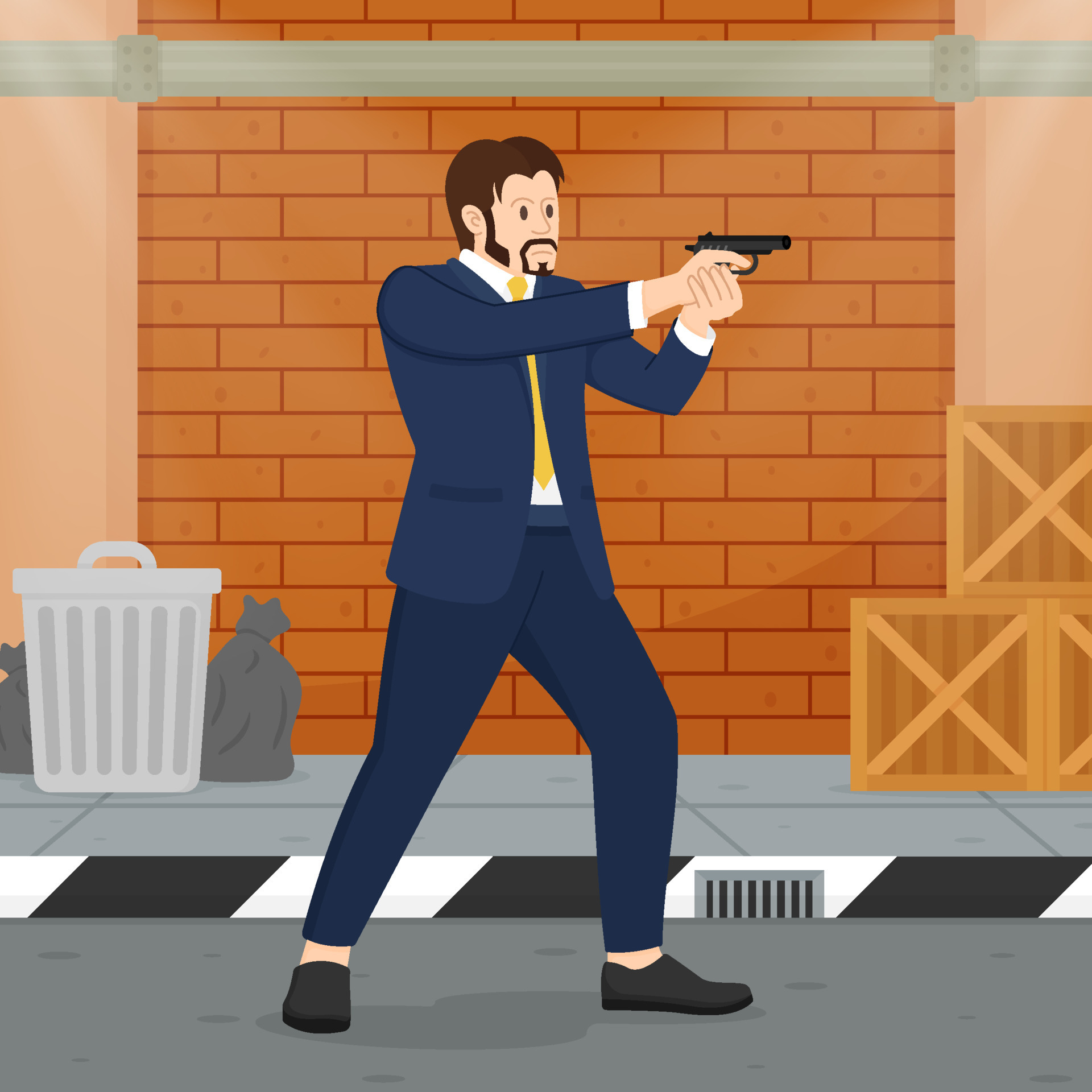 agent-man-holding-gun-concept-24257625-vector-art-at-vecteezy