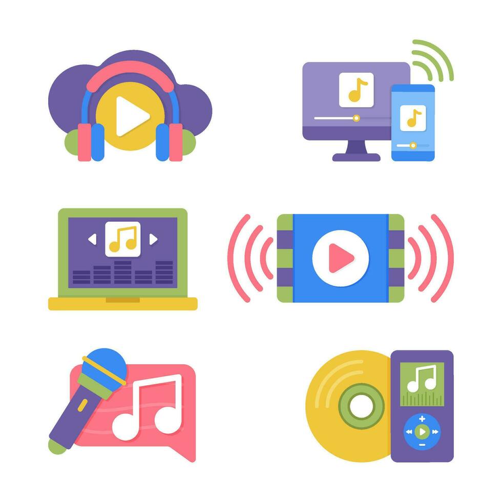 Music Streaming App Icon Set vector