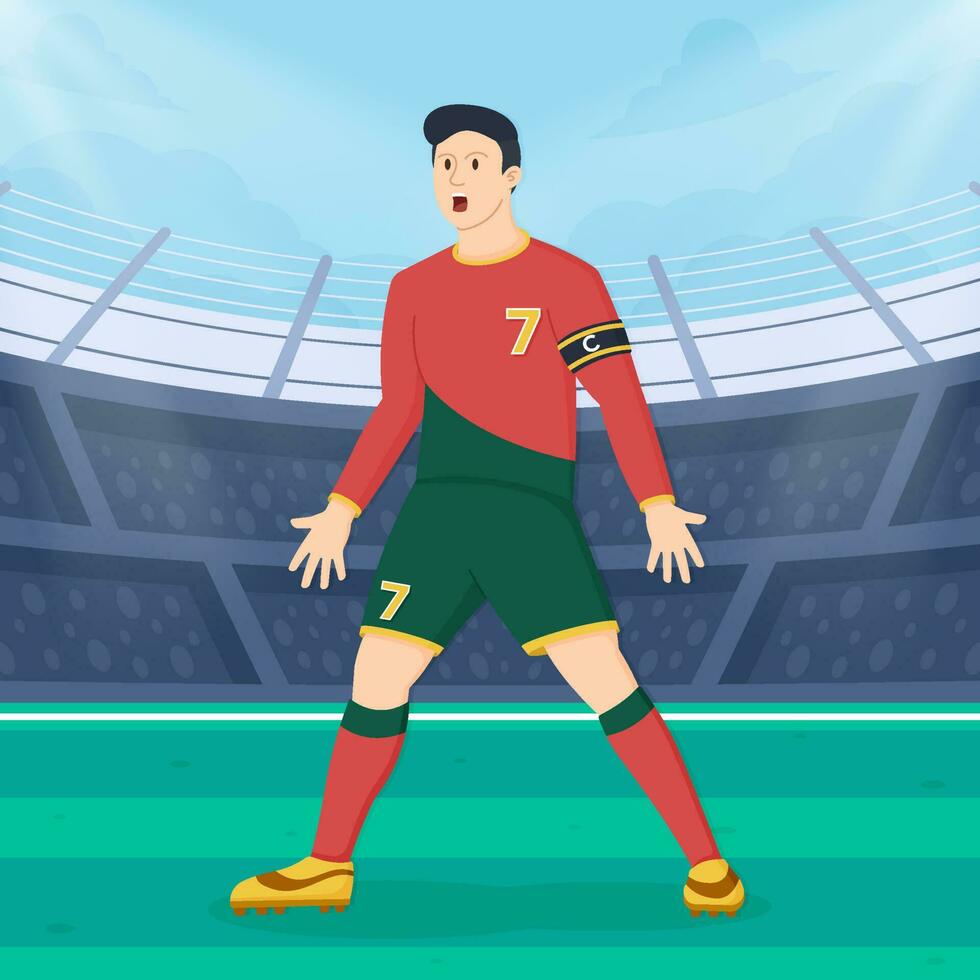 Football Player Celebrating Goal Concept vector