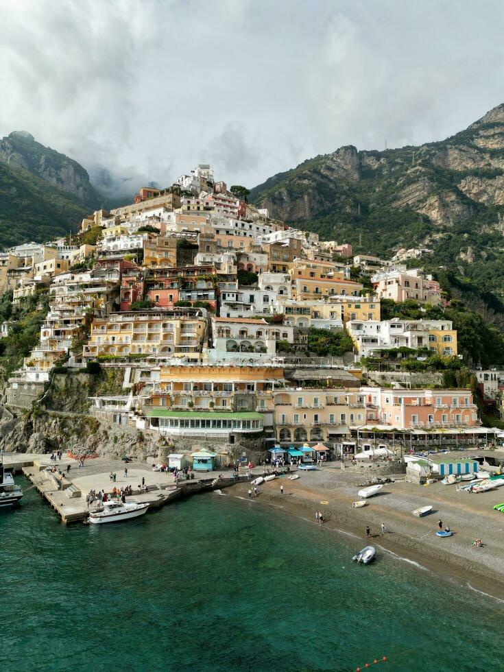 Small harbour town in Italy by drone photo