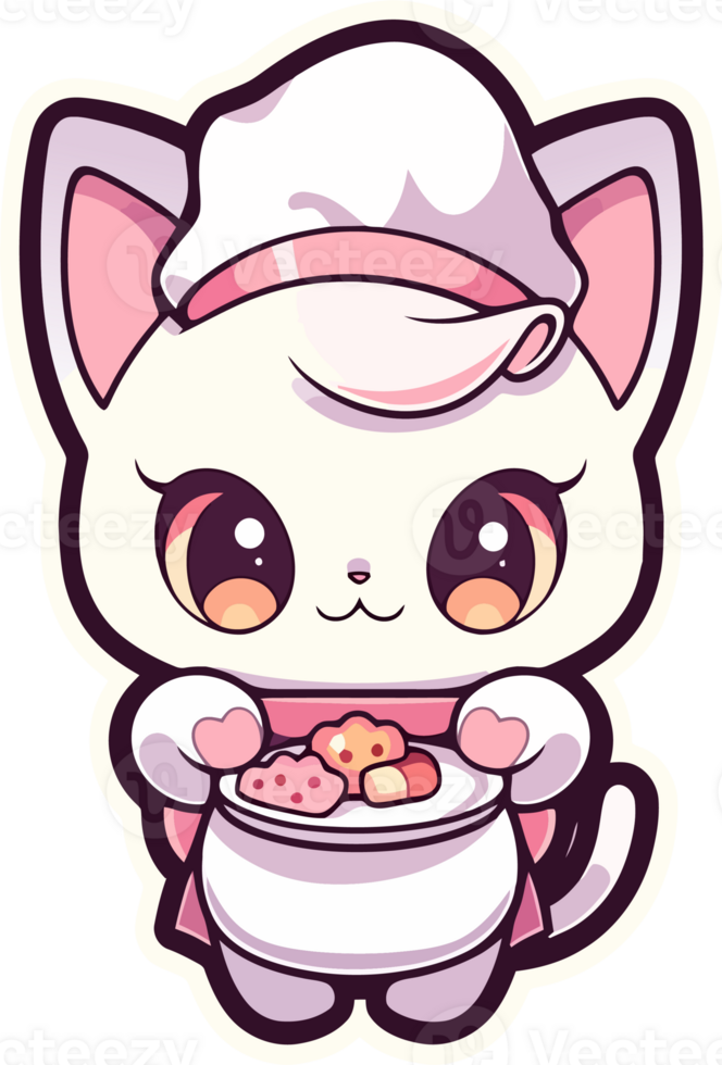 A cute cat holding a plate of cookies png