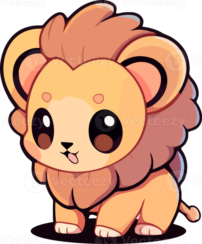 A cartoon lion with a cute face png