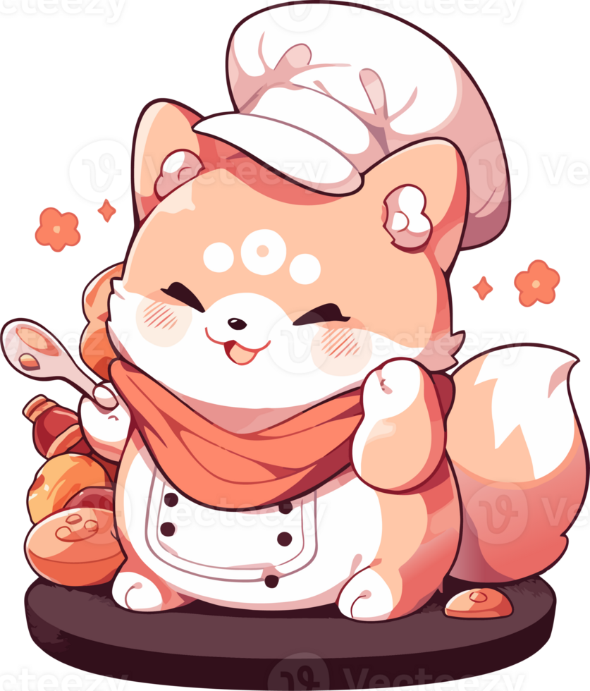 A cartoon cat with a hat and apron png