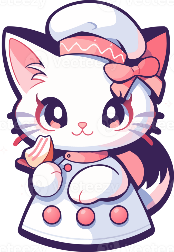 A cartoon drawing of a cat wearing a dress that says hello kitty png