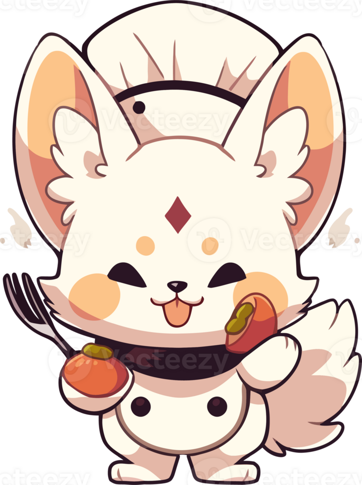A fox is eating a carrot with a fork png