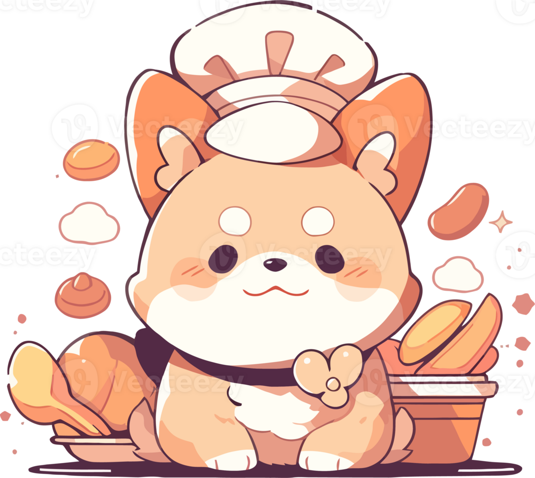 A dog named shiba inu with a chef hat png