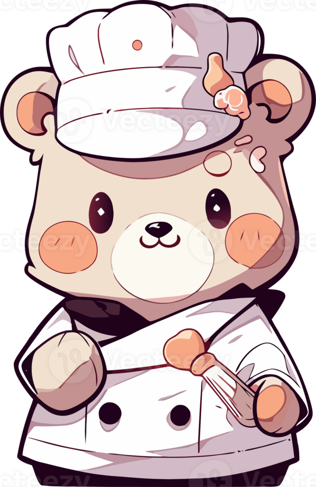A cartoon bear with a bow on his head is holding a knife png