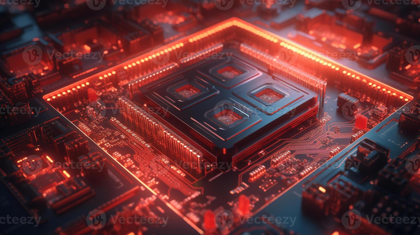 3d rendering of abstract technology concept background. Futuristic circuit board. photo