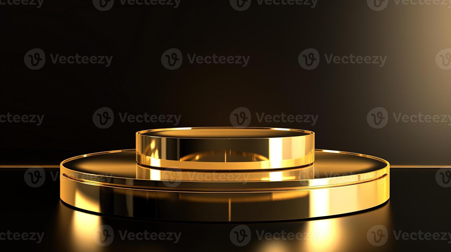 Abstract black background with gold podium for product presentation. 3d render. photo
