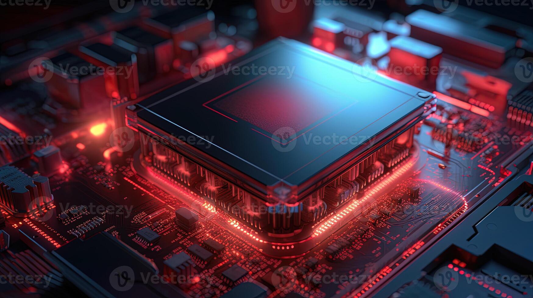 3d rendering of abstract technology concept background. Futuristic circuit board. photo