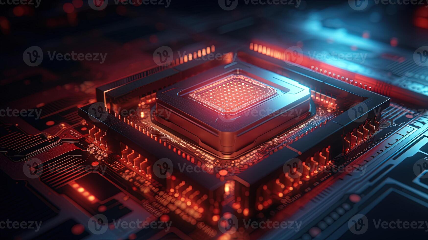 3d rendering of abstract technology concept background. Futuristic circuit board. photo