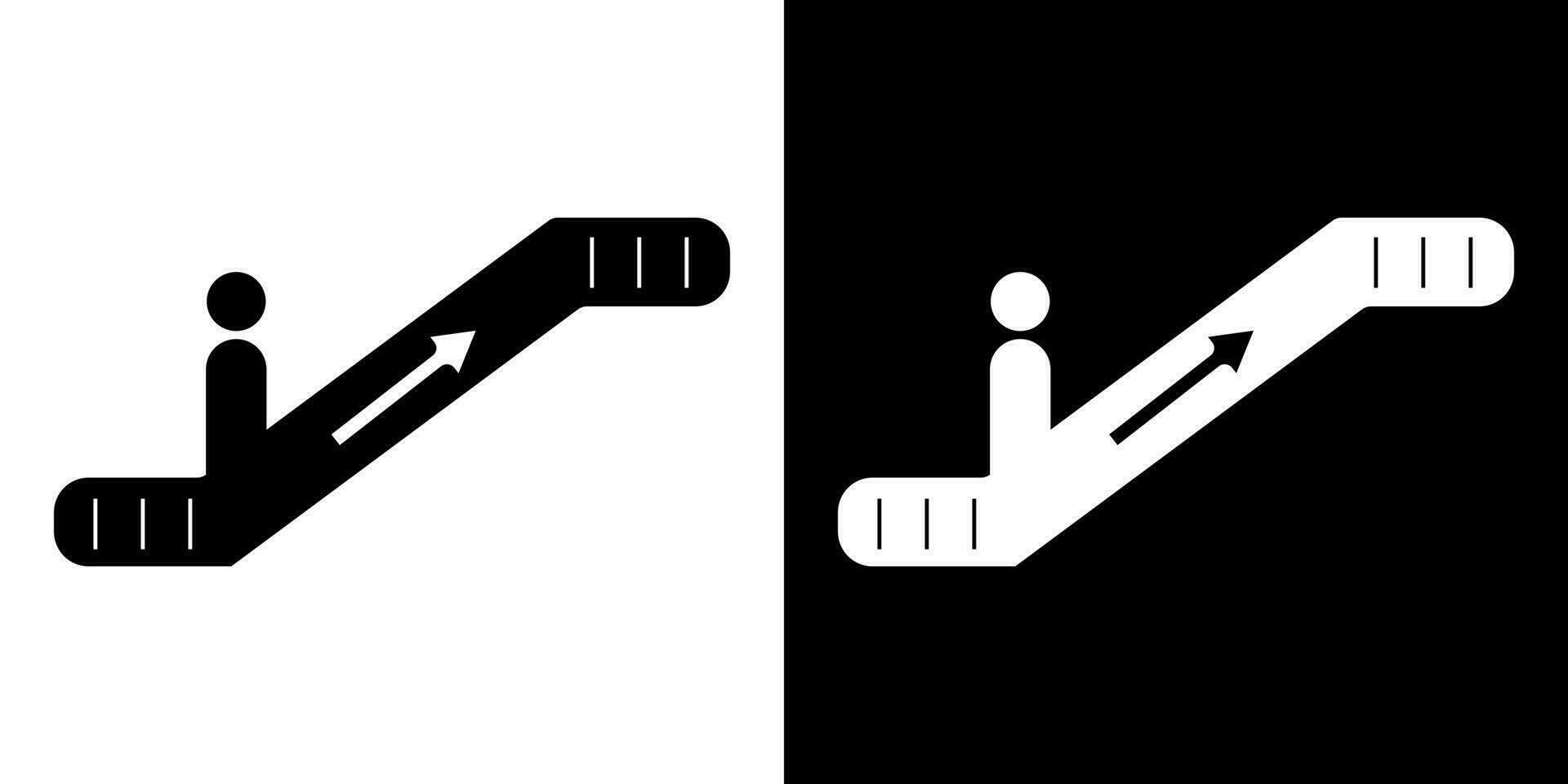 Symbol sign. Escalator going down pictogram. Down escalator sign, with black and white background vector