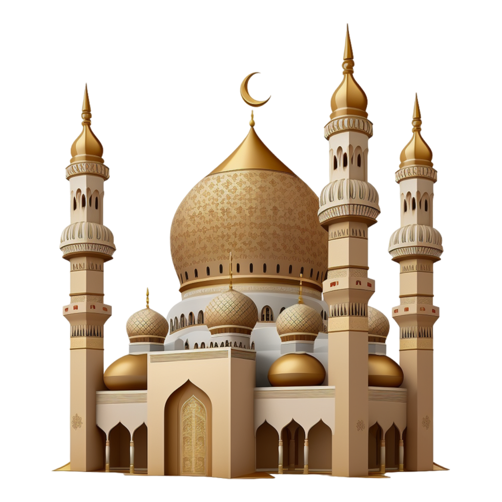 Islamic Ramadan Kareem 3d Golden Mosque. png