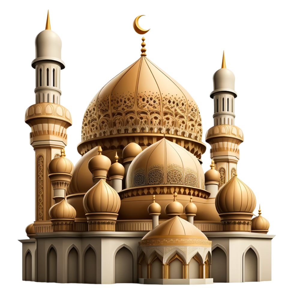 Ramadan Islamic Golden Mosque With Transparent Background. png
