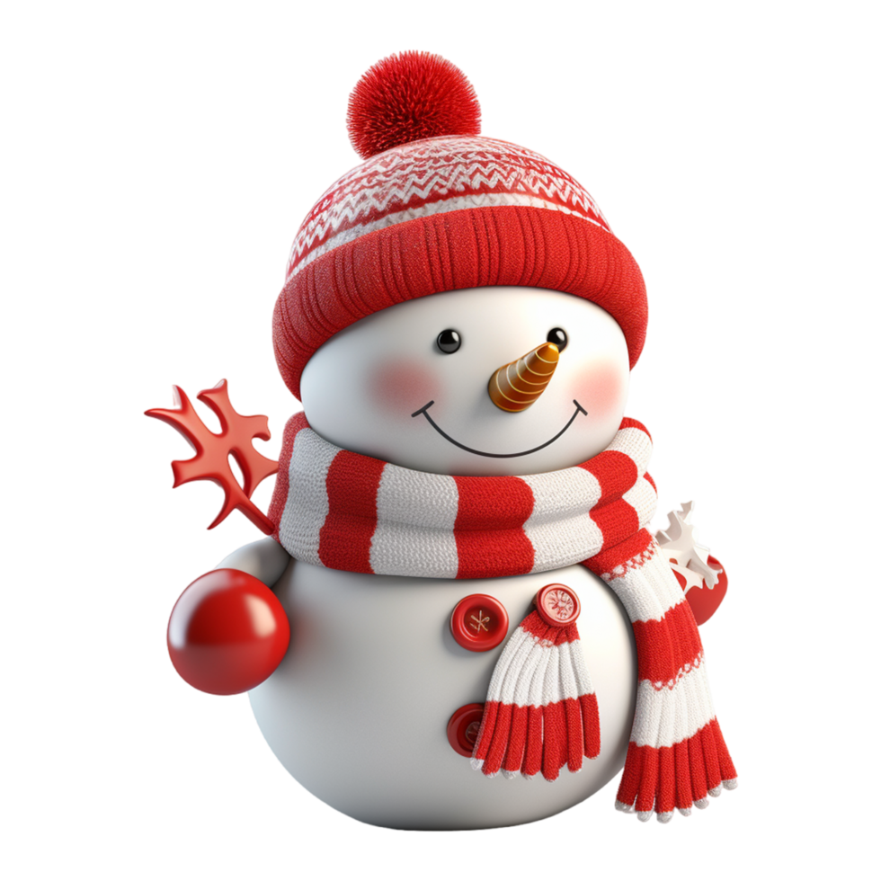 carino cartone animato pupazzo di neve con Natale cappello. generativo ai png