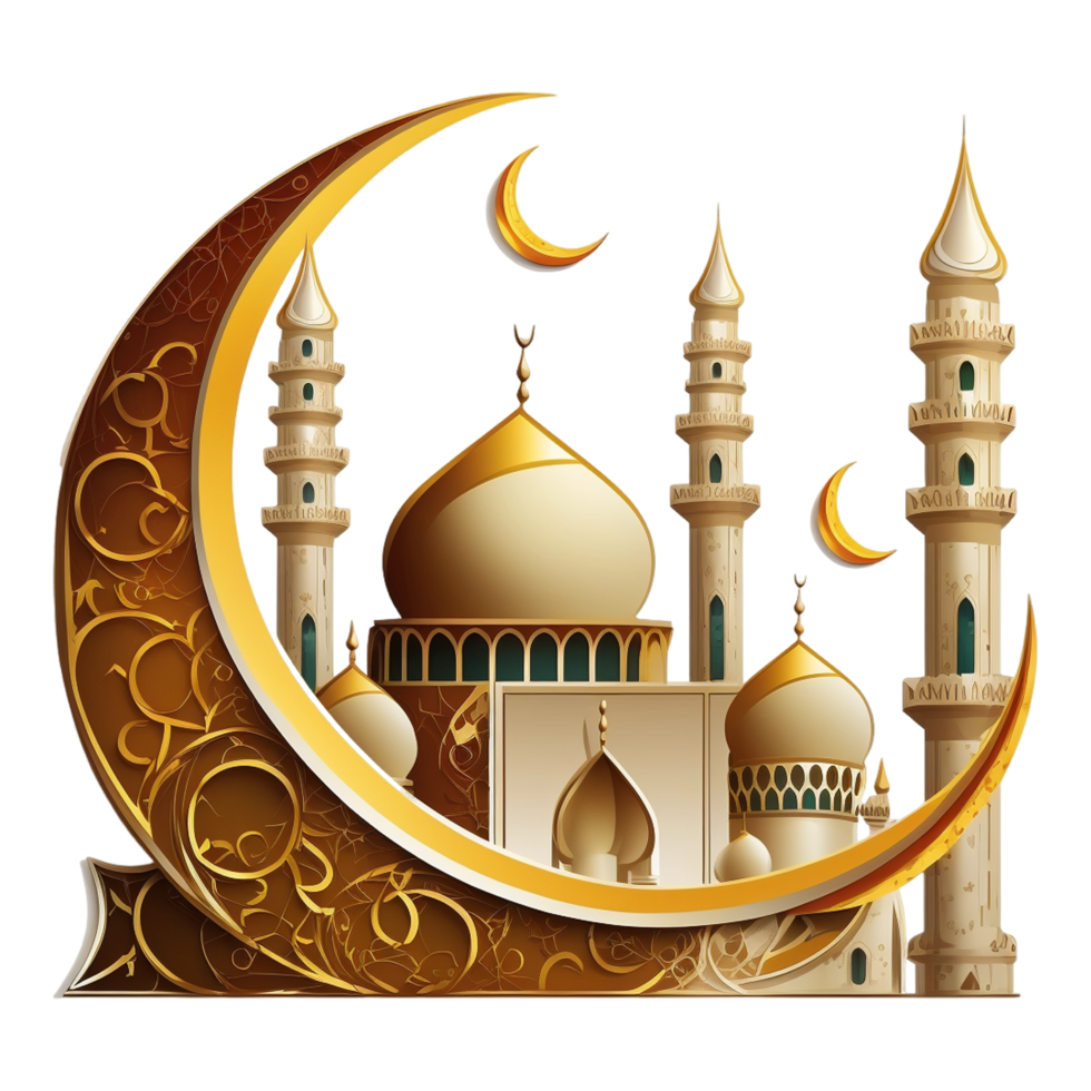 Luxury Golden Islamic Ramadan Kareem Moon Mosque Ramzan Mubarak. png