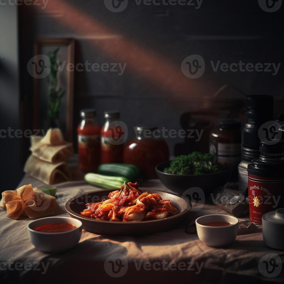 The most famous Korean traditional food Kimchi. photo