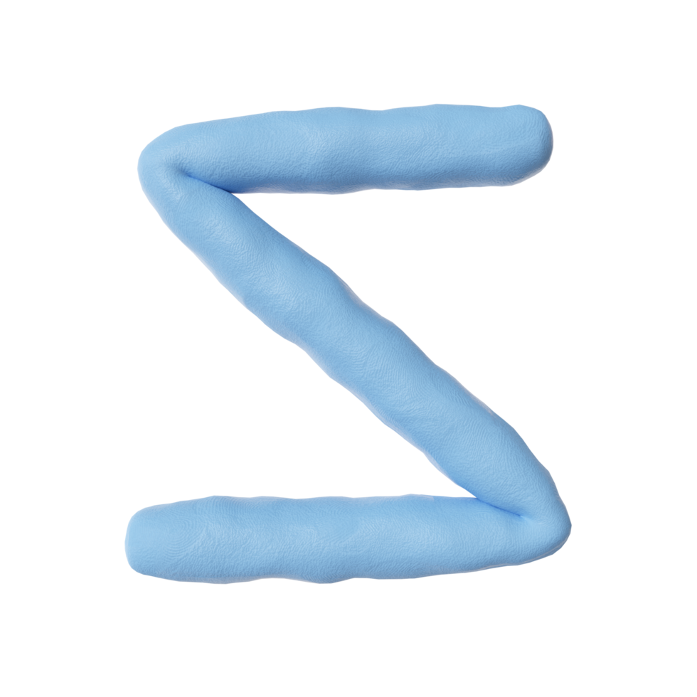 3d Blue clay alphabet letter z png