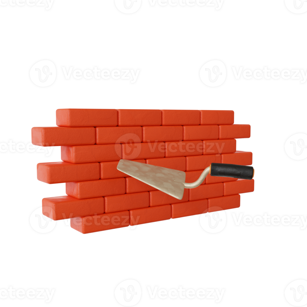 3d Brick wall construction png
