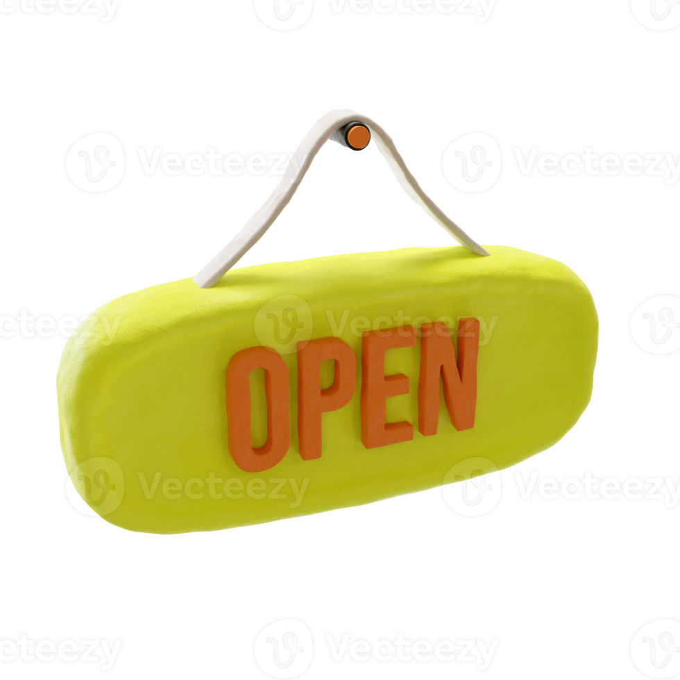3d Store shop open board png
