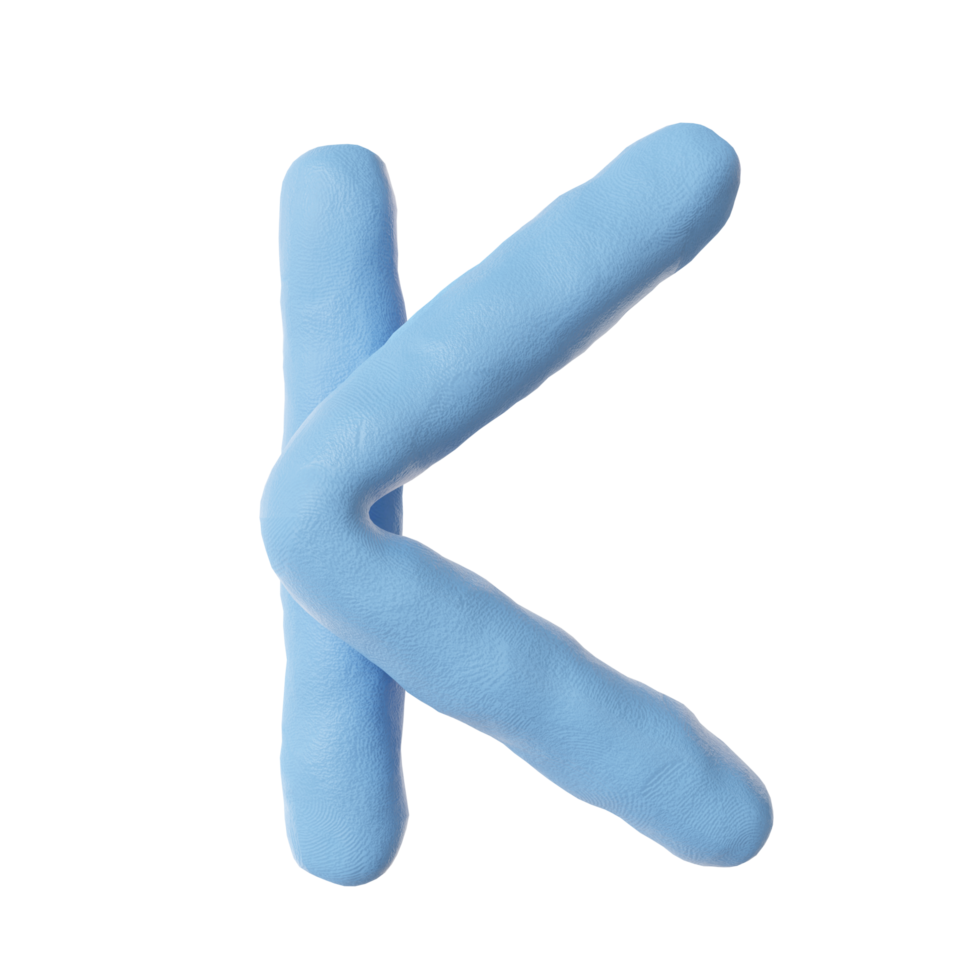 3d Blue clay alphabet letter k png