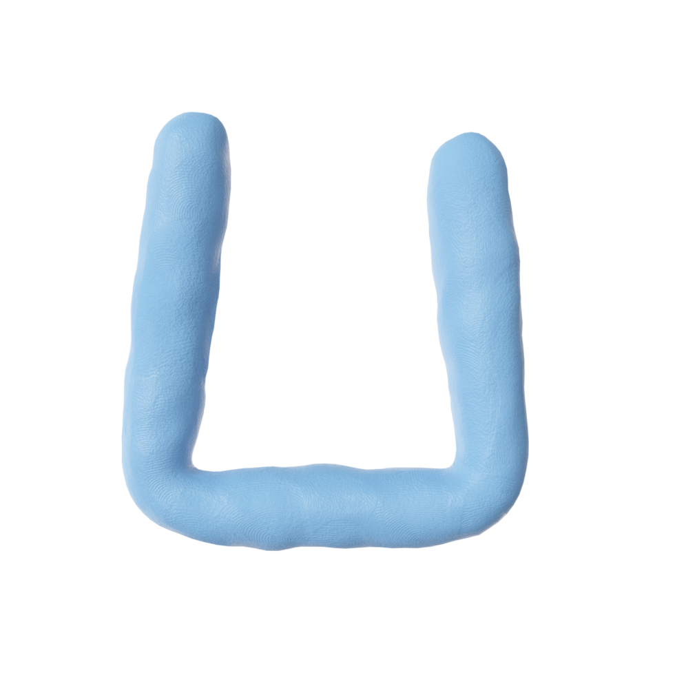 3d Blue clay alphabet letter u png