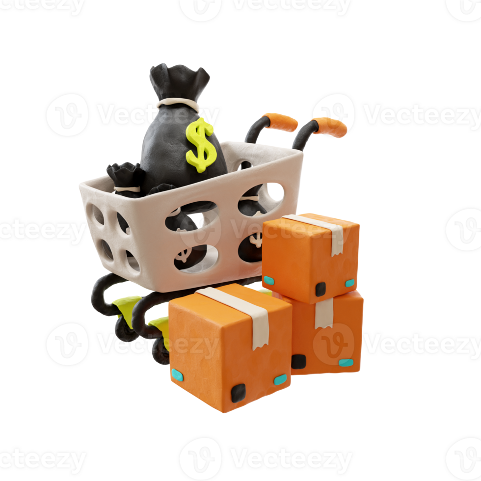 3d Shopping delivery package boxes parcel png