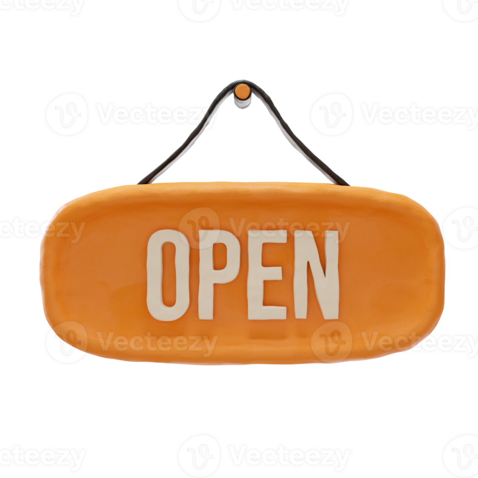 3d Store shop open board png