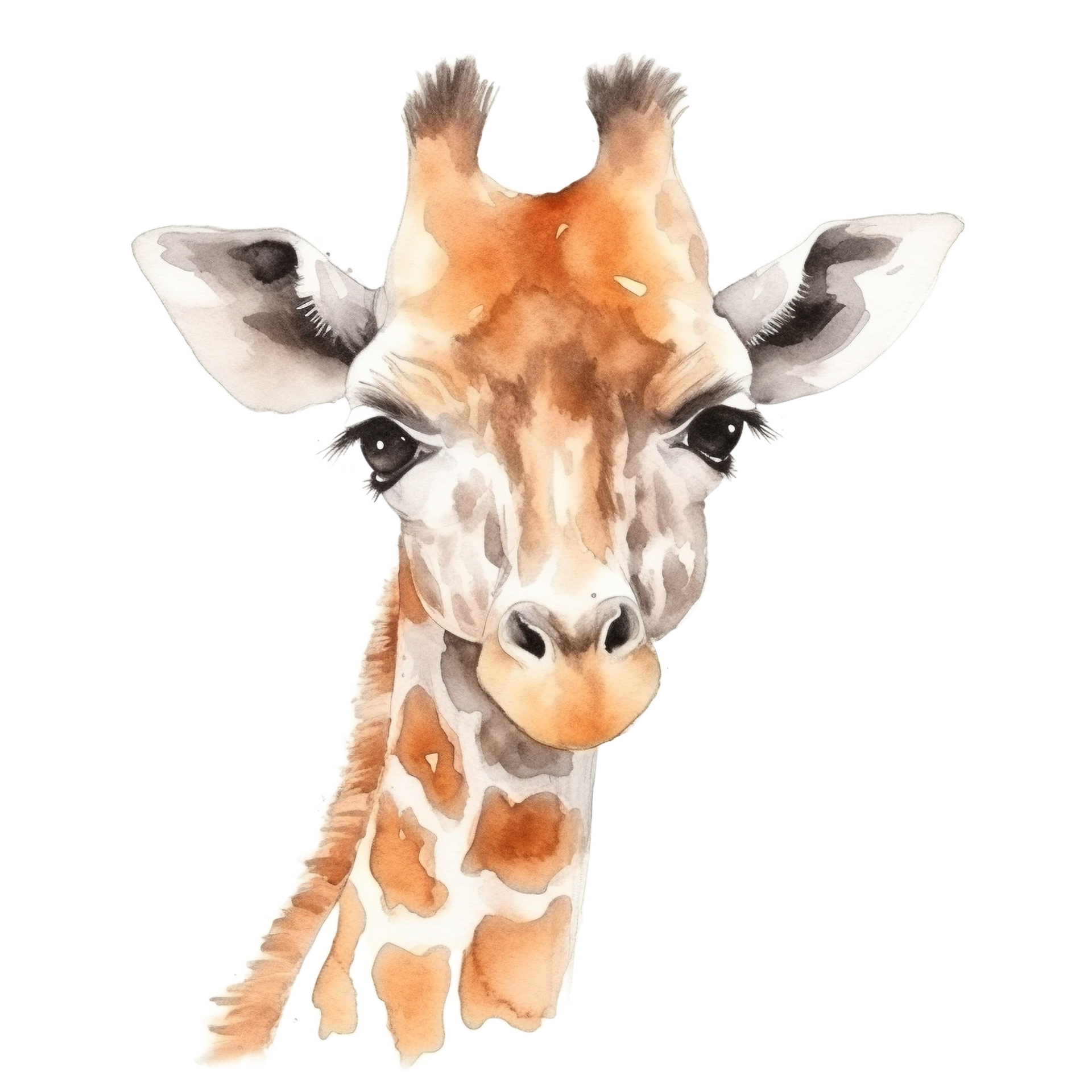 mignonne girafe tête aquarelle clipart transparent Contexte png fichier