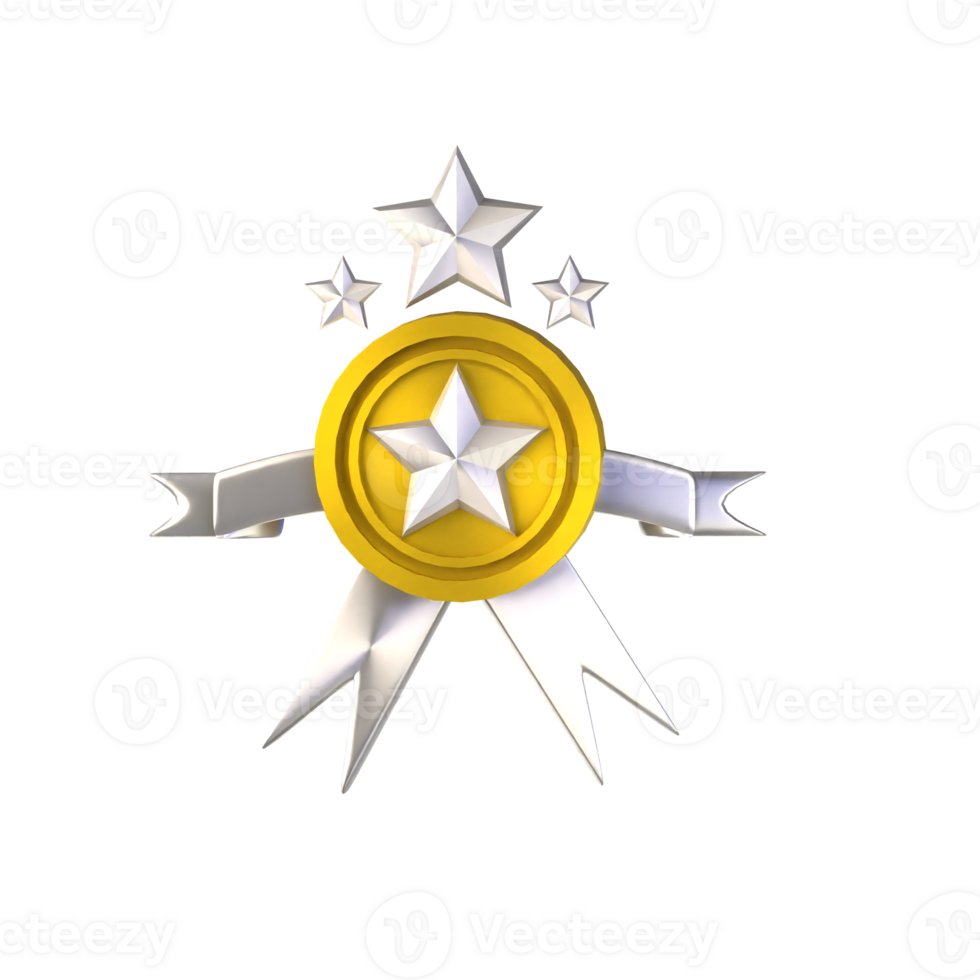 3d icon gold star medal png