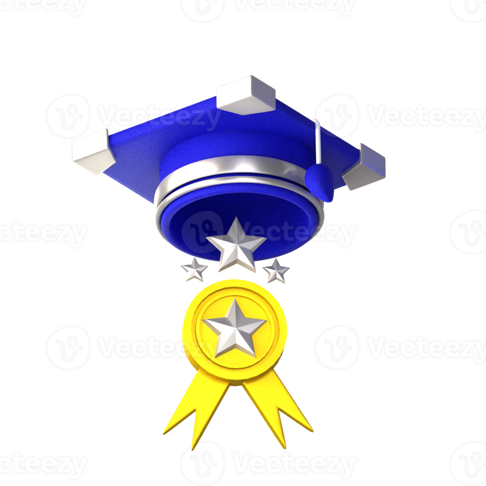3d icon graduation gown and medal png