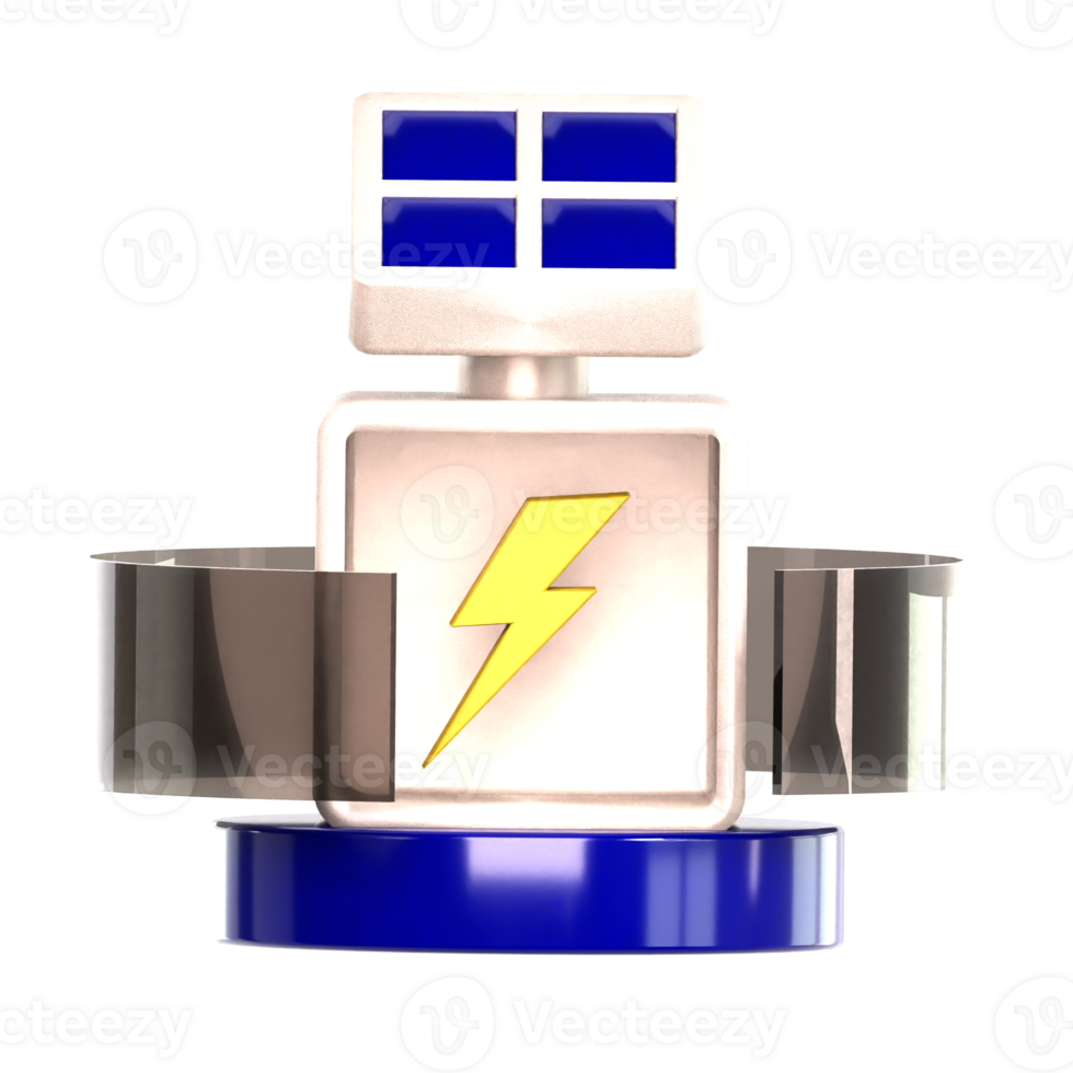 3d icon electric bolt in cube png